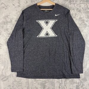 Nike Xavier Muskateers Athletic Cut Mens Long Sleeve T-shirt Blue Basketball XXL
